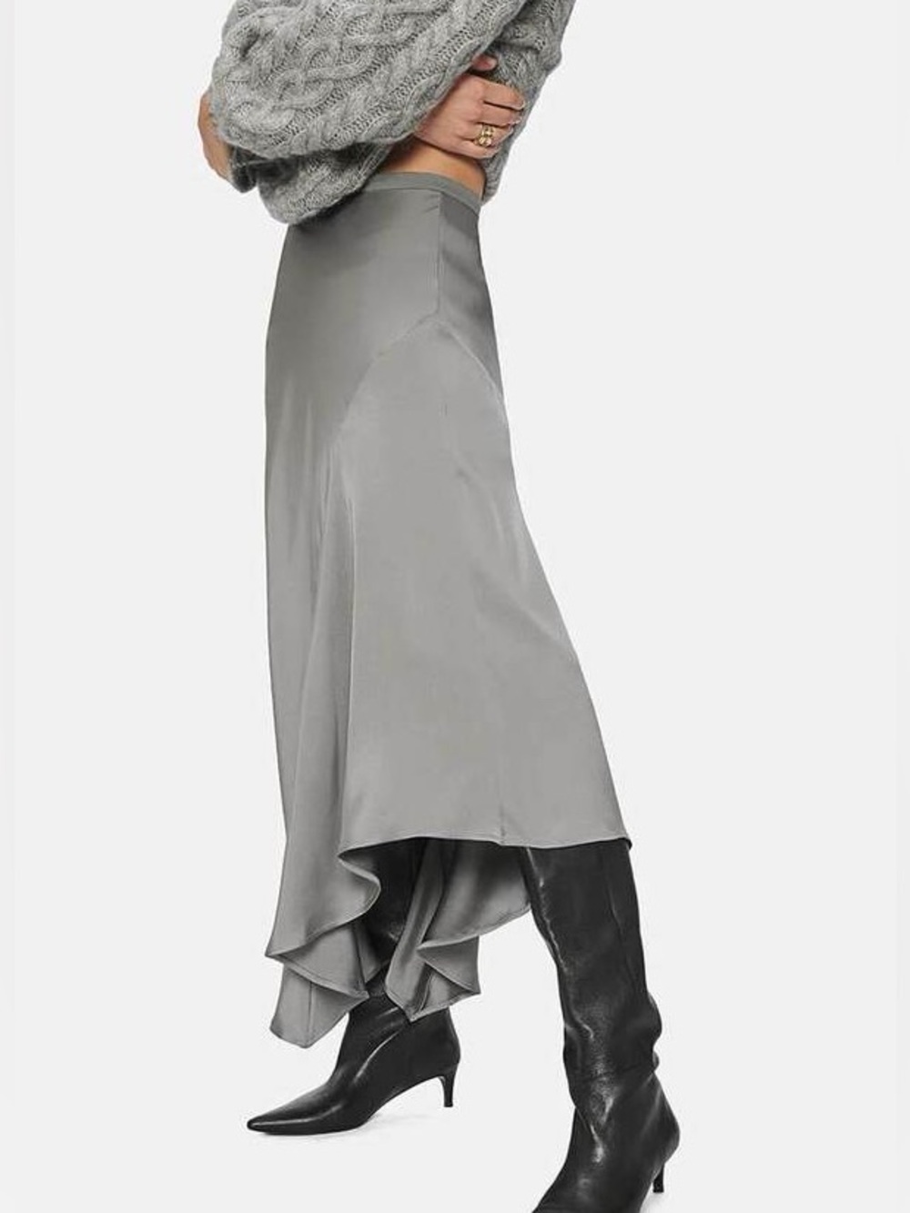 NWT Anine Bing Bailey Silk Skirt Silver Large $300
